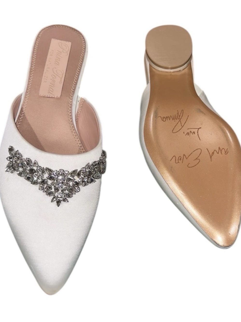 NWT Pnina Tornai for Naturalizer Pyaar Bridal Rhinestone & Satin Mules Shoes 7